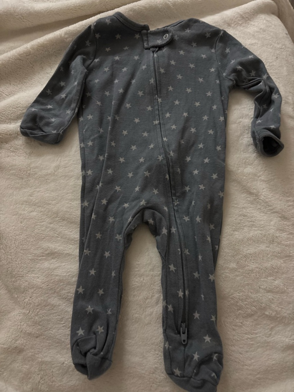 Gray Star Print Footed One-Piece Pajamas